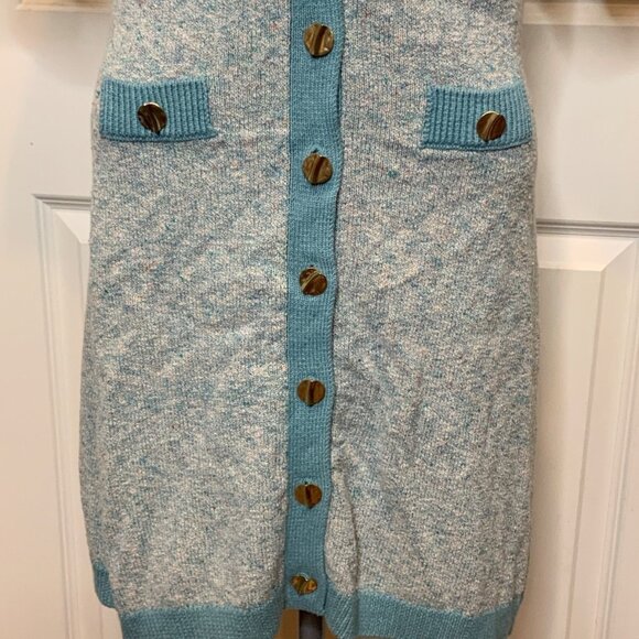 Matthew Bruch Seafoam Blue Tweed Knit Linen Mini Dress NWT $495 Size 2 - Picture 3 of 9